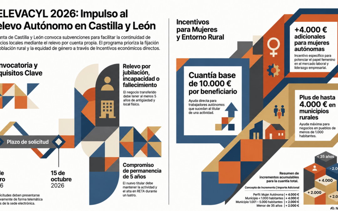 Subvenciones destinadas al fomento del relevo en actividad por cuenta propia, con especial atención al impulsado por mujeres autónomas (RELEVACyL Autoempleo 2026)